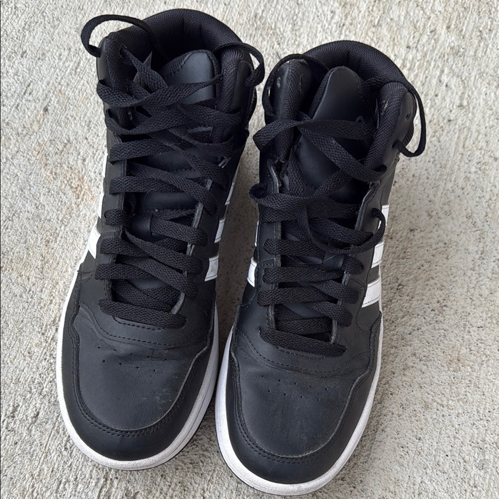 Adidas Black and White High-Top Sneakers